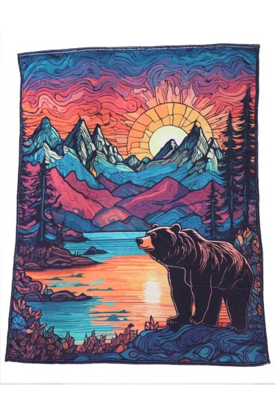 Flannel Fleece Hippie Boho Throw Blanket Hippie Grizzly