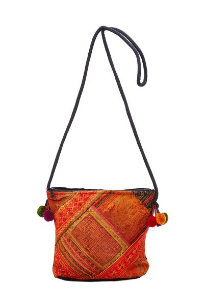 Hmong Messenger Bag with Pom Pom