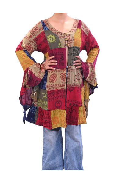 The Collection Royal Boho Patchwork Flare Sleeve Top