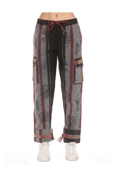 The Collection Royal Cotton Printed Boho Pants With Tibetan Border