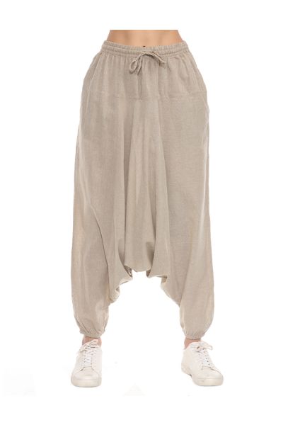 The Collection Royal Cotton Plain Solid Boho Harem Pants