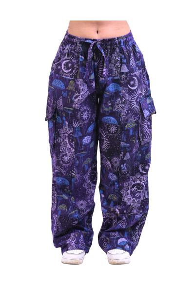 The Collection Royal Cotton Galaxy Mushroom Print Boho Pants