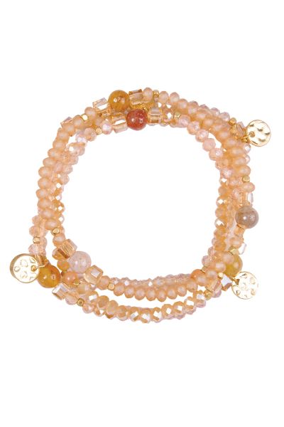 Multi Strand Bracelet Orange Tone