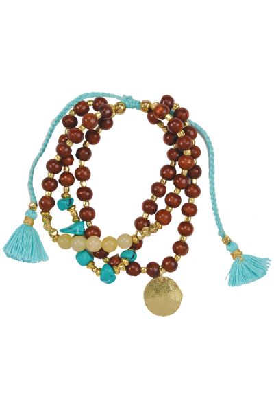 Multi Strand Blue Bead Bracelet