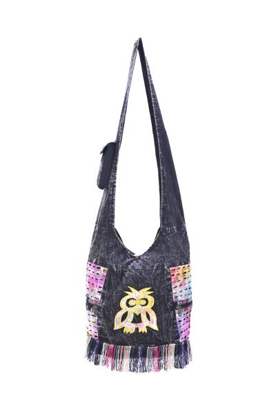 The Collection Royal Owl Patch Cotton Hobo Bag