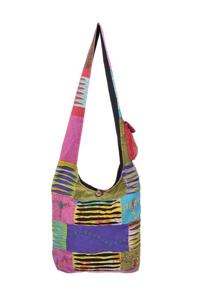 The Collection Royal Floral and Embroidery Patched Cotton Hobo Bag