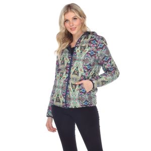 Hooded Zip Up Pattern Jacket (Reversible)