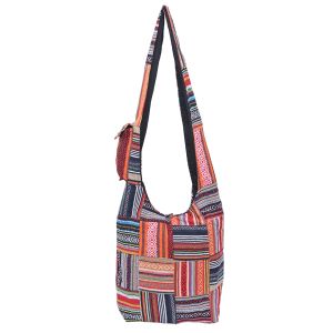 The Collection Royal Red Tribal Patched Cotton Hobo Bag